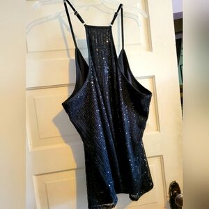 Black Sequin Halter Top
